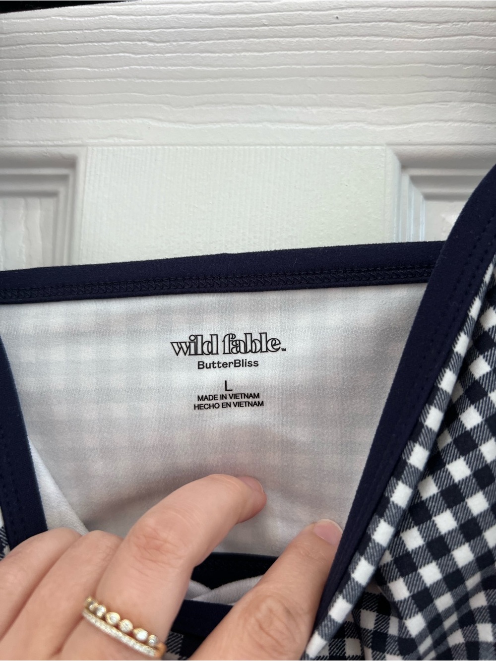 wild fable Navy and White Gingham Slip Dress - Picture 2 of 4
